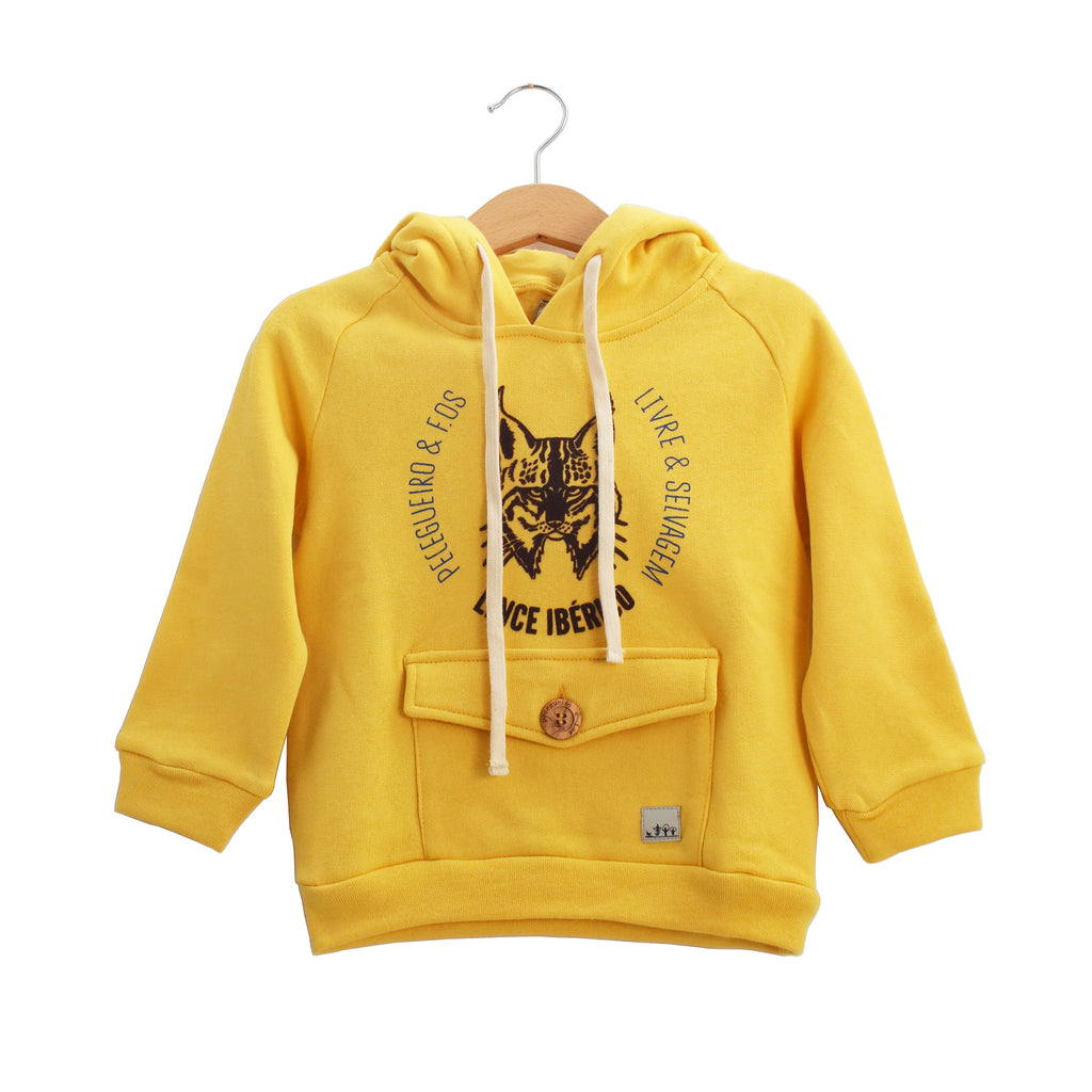 Organic Cotton Hoodie | Iberian Lynx | Yellow | Adults