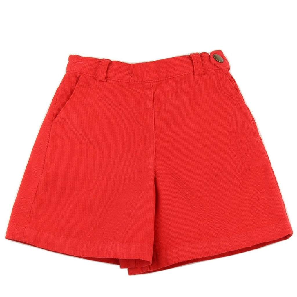 Girl culottes in Red corduroy - front