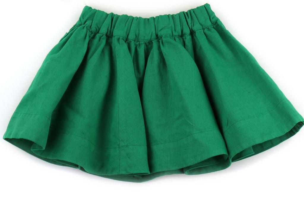 Linen blend Girls Skirt | Green
