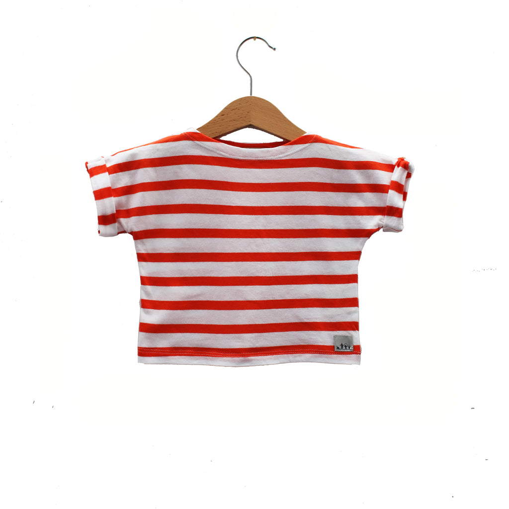Kimono Sleeve Baby T-Shirt | Red Stripes