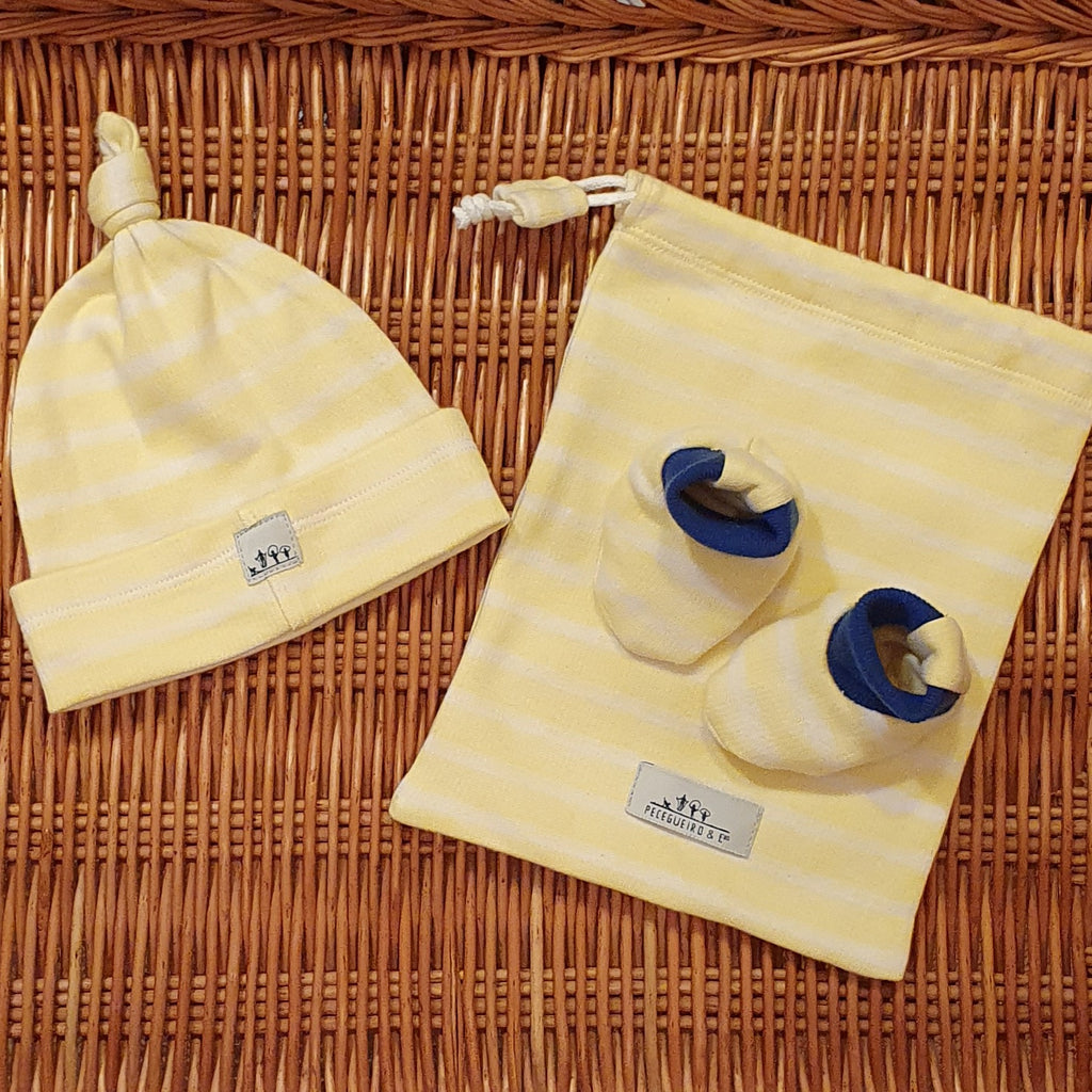 Newborn baby gift set | Ecru and Yellow Stripes