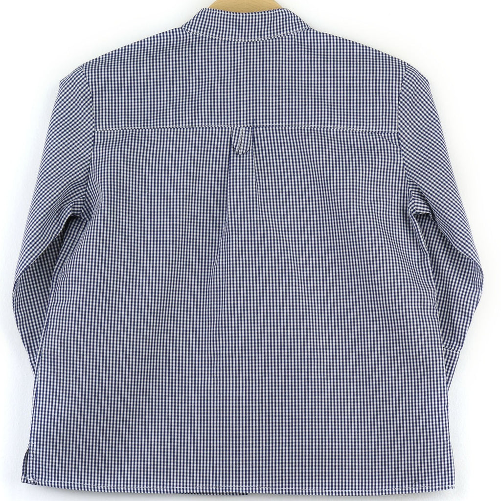Mandarin collar shirt | Navy Vichy - PECEGUEIRO & F.os